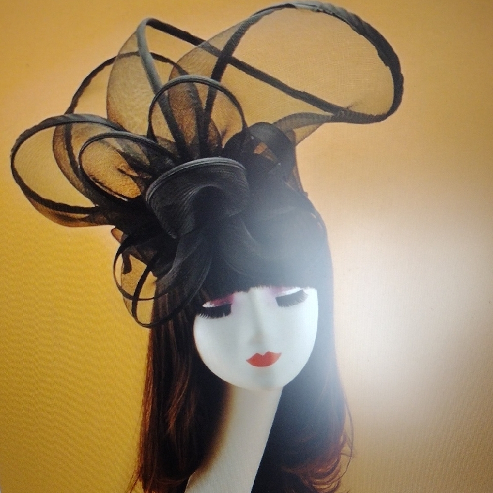 Elegant Black Large Fascinator Mother's Day or Kentucky Derby